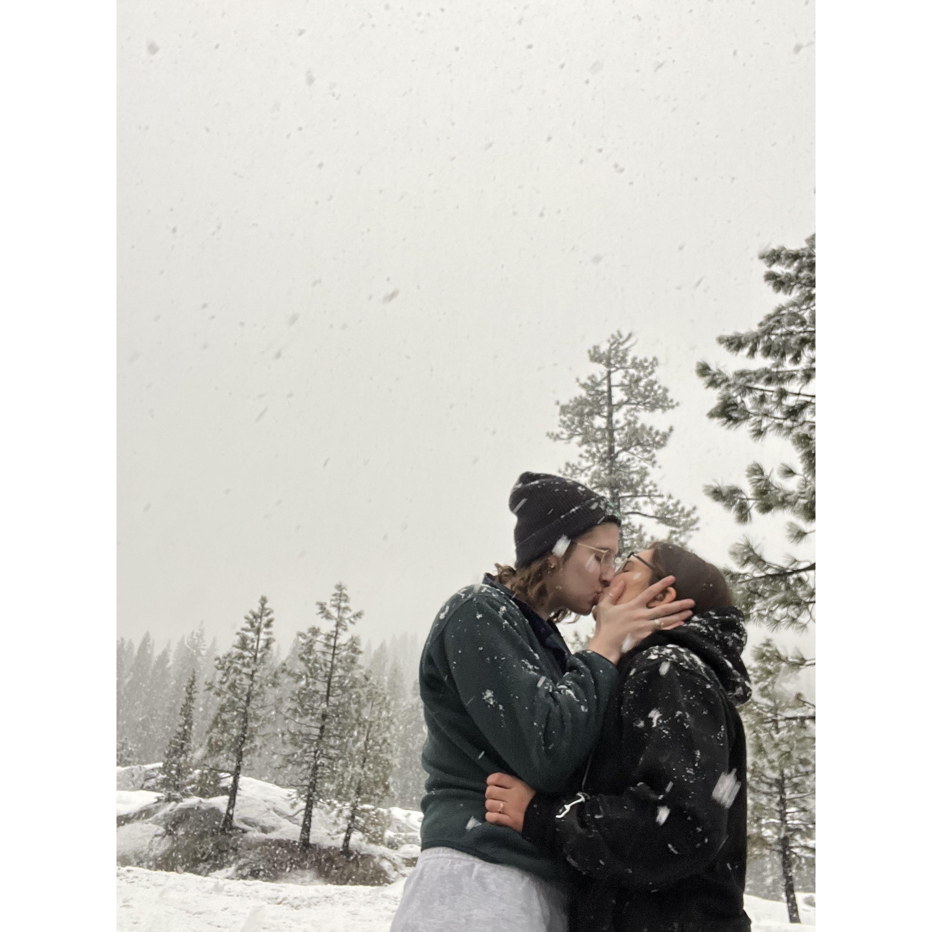 We were stuck in a snowstorm after snowboarding and decided to make the most of it.