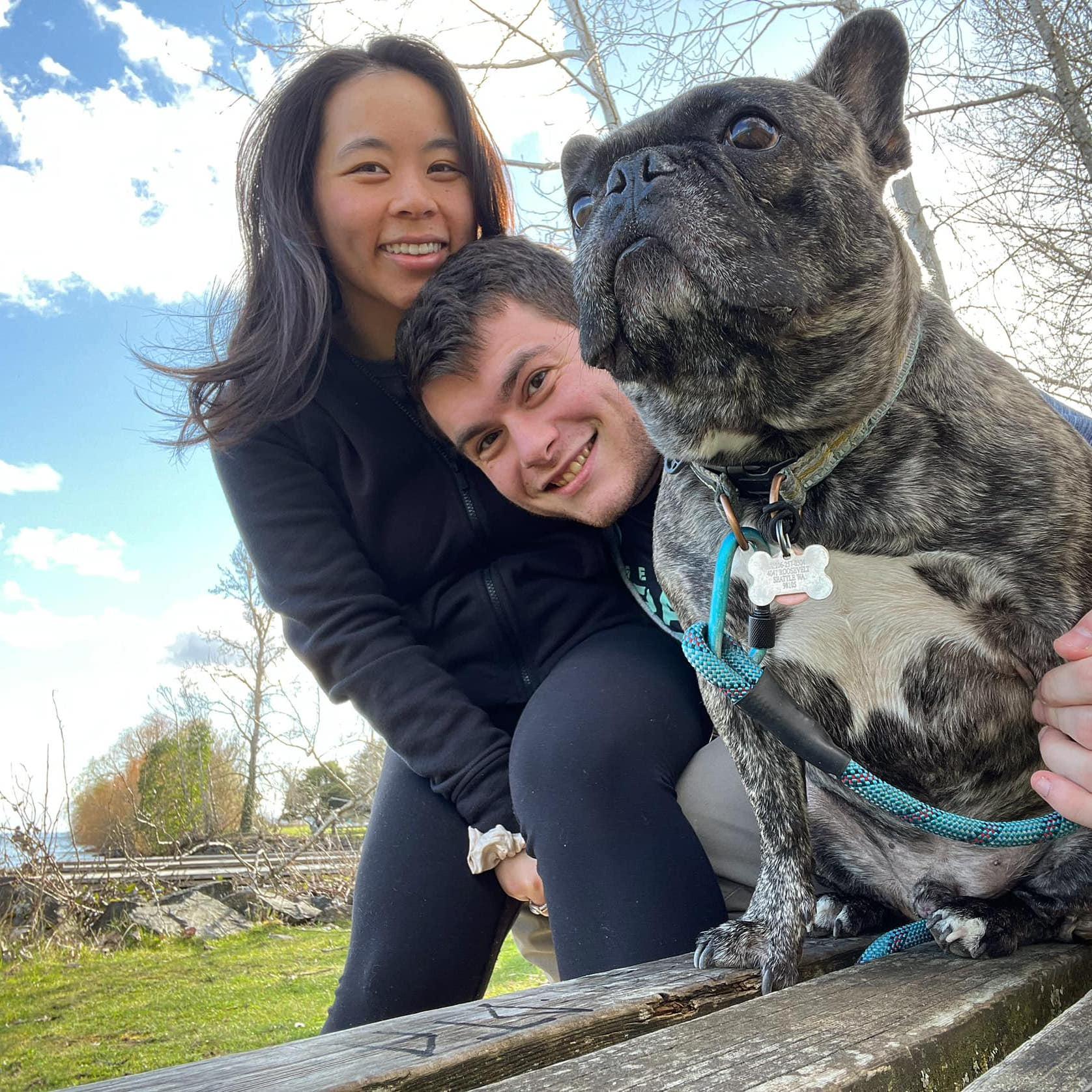 Last day of law school celebration with the joyful Mr. Pigglesworth at Magnuson Park March 2022.