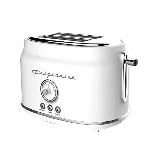 Frigidaire ETO102-WHITE Retro Wide 2-Slice Toaster Perfect for Bread, English Muffins, Bagels, 5 Browning Levels, 900w, WHITE