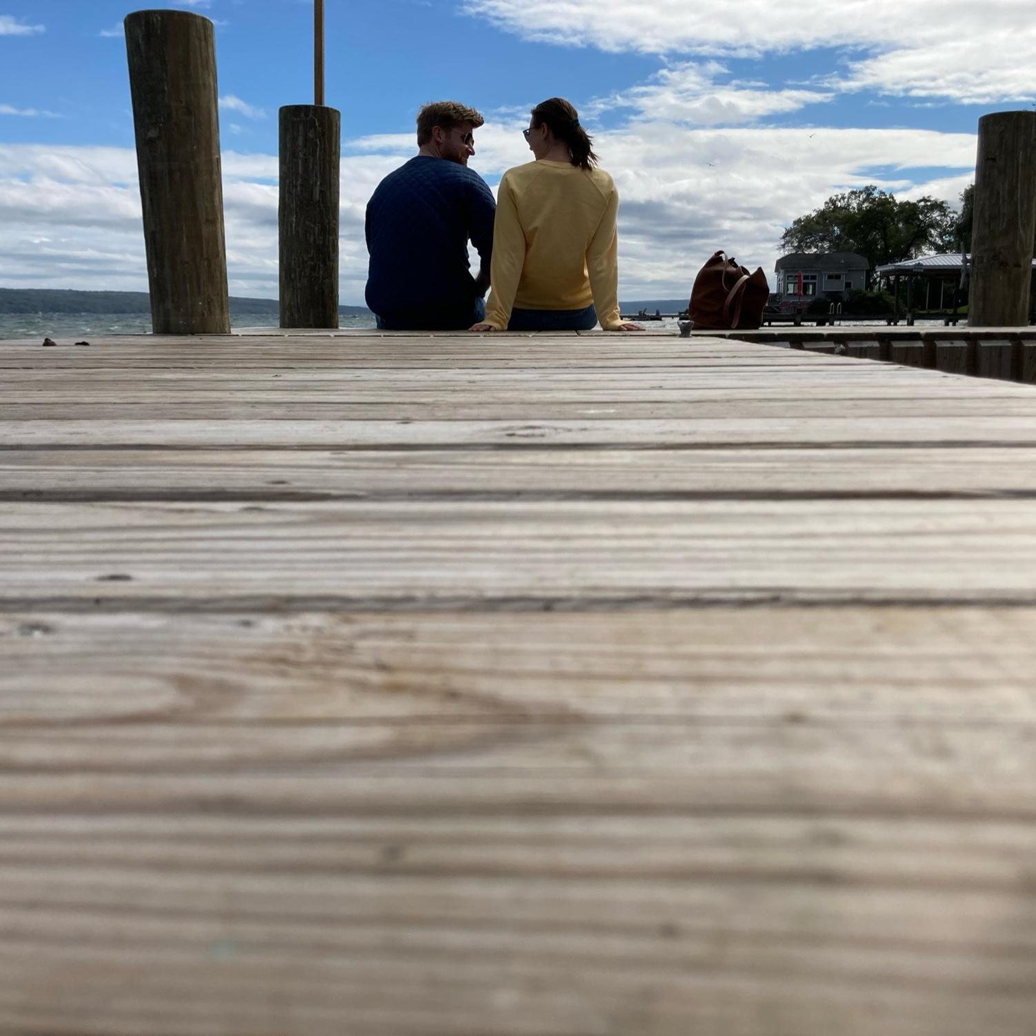 Enjoying the view from the dock at Sheldrake Winery on Cayuga Lake, 2021