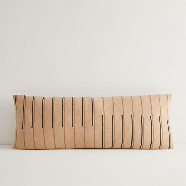 JUNEDAY Hana Lumbar Pillow Cover, Large, Hazelnut
