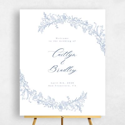 Blue Boho Wedding Sign - Daphnel Portrait