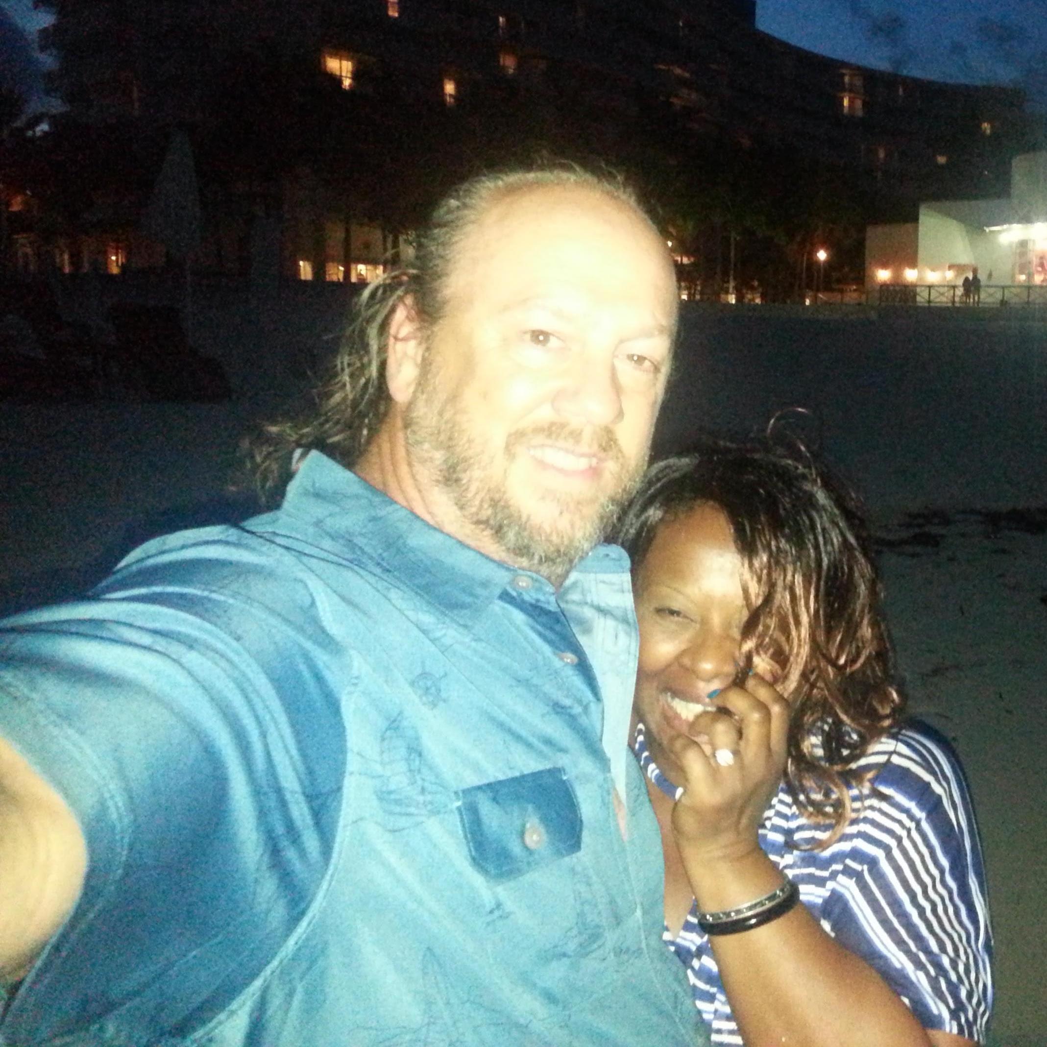 At midnight on the beach in the Bahamas.