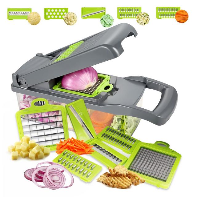HOM All-In-One Vegetable Chopper & Meal Prep Container - Kitchen Tool for Chopping, Slicing, and Dicing