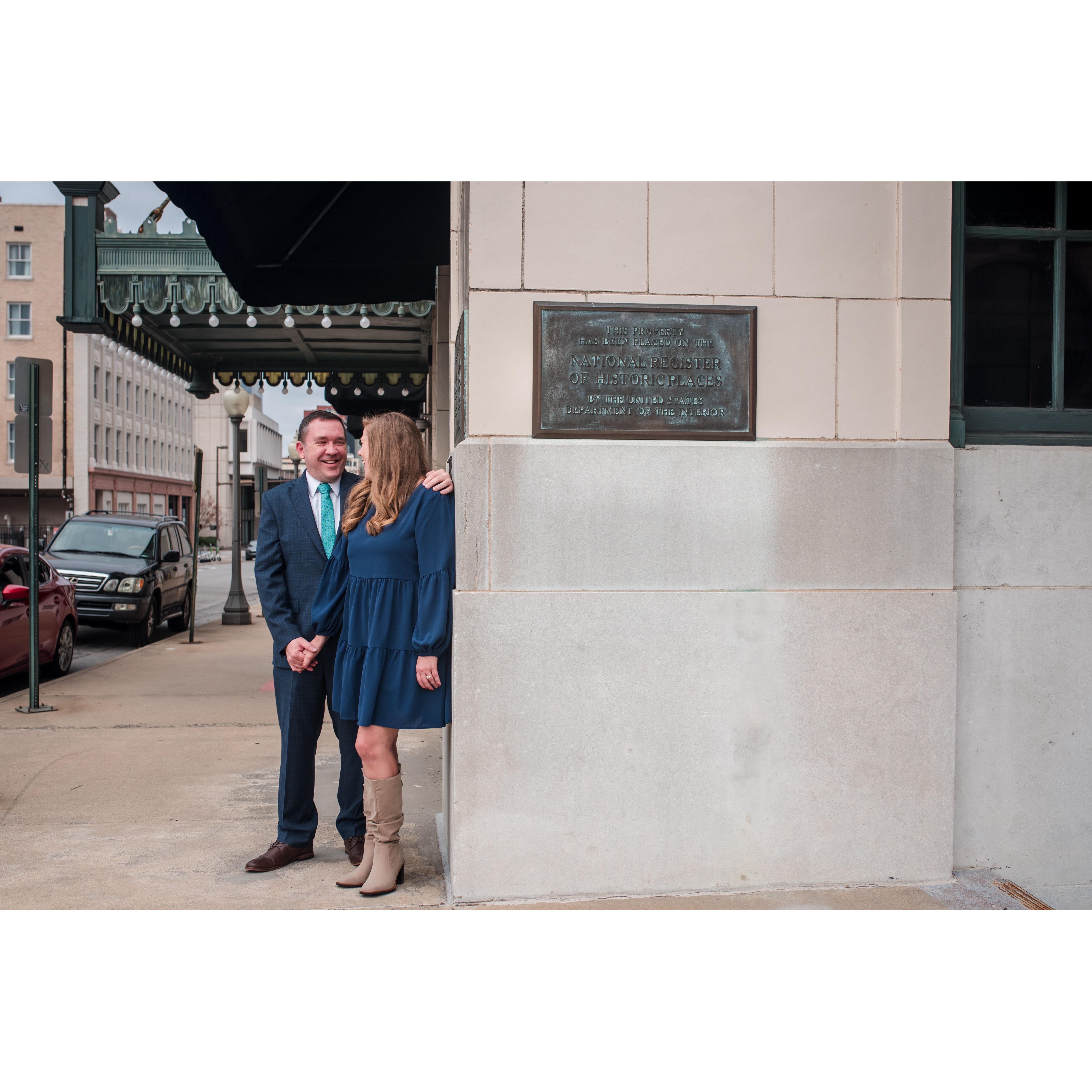 When Brittany and Aaron started dating, Aaron lived at the Lafayette-a historic building in downtown Little Rock.