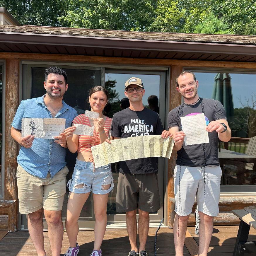 Homemade escape room with friends for Steve's birthday gift!