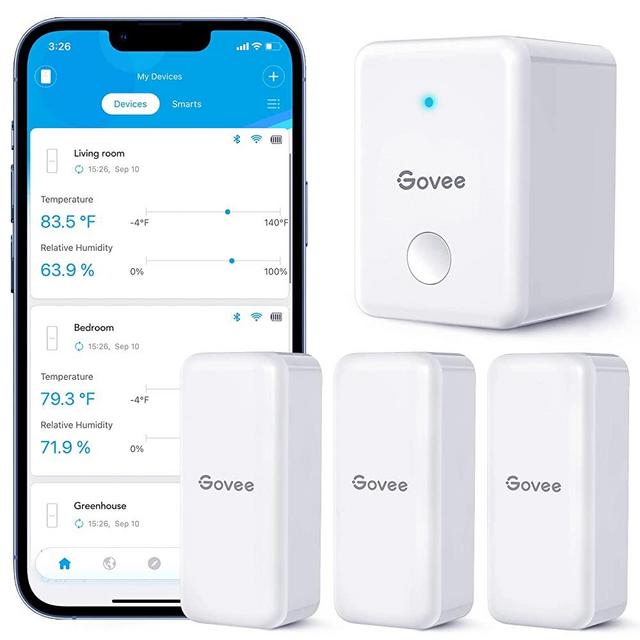 Govee WiFi Hygrometer Thermometer 3 Pack H5151, Indoor Outdoor Wireless Temperature Humidity Sensor Monitor with Remote App Notification Alert, 2 Years Free Data Storage Export, for Home, Greenhouse
