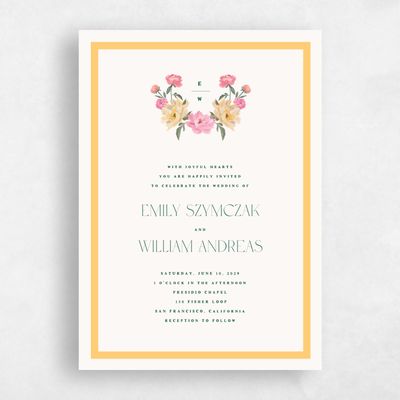 Goldenrod, Yellow Wedding Invitation - Ashling Classic