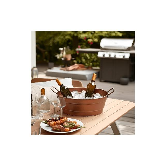 Royal Hampton Oval Shape Hammered texture with 2 Side Handles Metal Tub, Copper