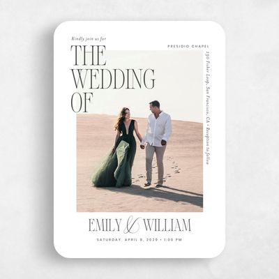 White Rounded Wedding Invitation - Thisbe Portrait
