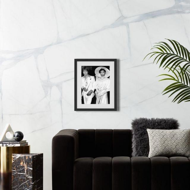 Mick and Bianca At The Savoy Hotel with Black Frame 21.5"x17.5"