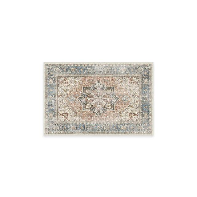 Ruggable Washable 2x3 Area Rug, Kamran Coral, Premium Rugs for Living Room, Bedroom, Kitchen, Office, Classroom with Gripper Non Slip Pad