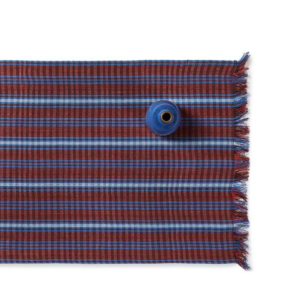 Cotton Tartan Runner in Red and Blue