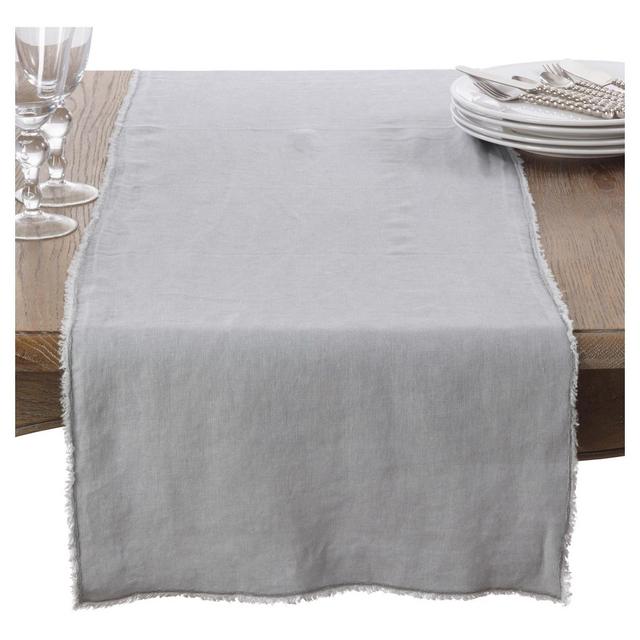 Gray Graciella Fringe Table Runner (16"x72")- Saro Lifestyle