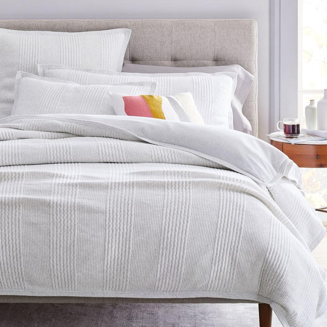 Cotton Cloud Jersey Duvet, King, Light Heather Gray