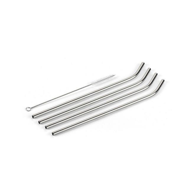 Cuisinart 6-Pc. Stainless Steel Reusable Bent Neck Straws with Cleaning Brush & Holder