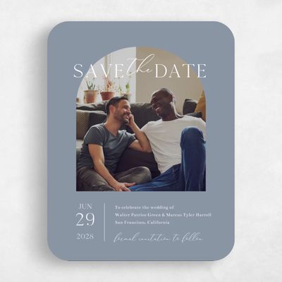 Blue Rounded Wedding Save the Date - Olaya Photo