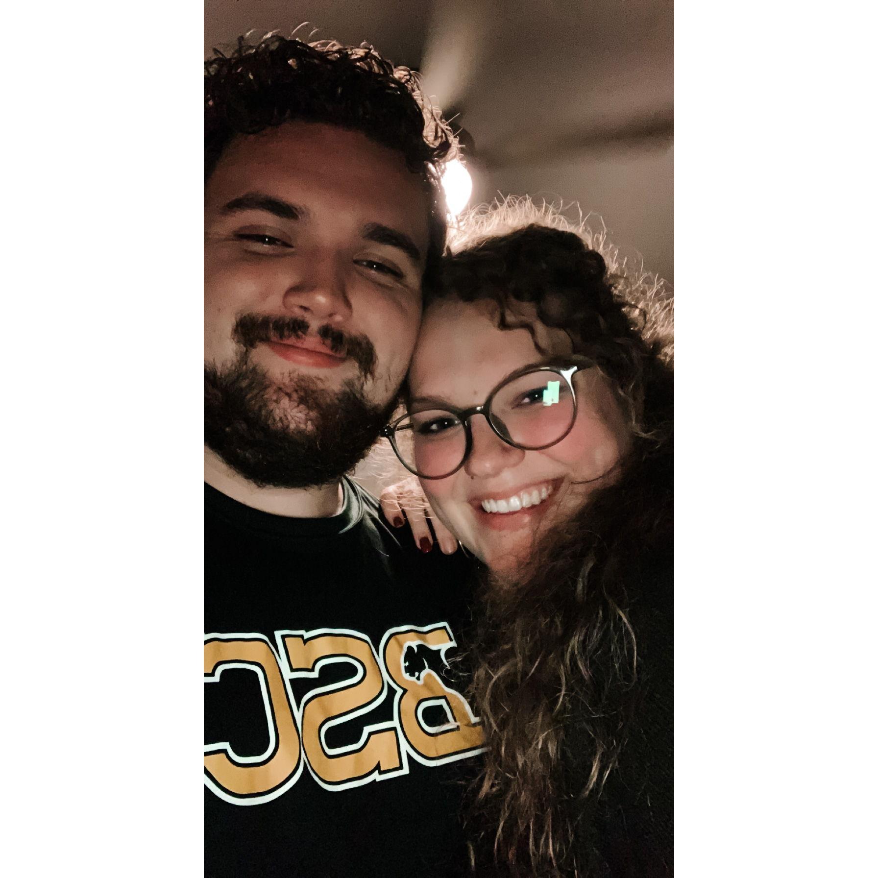 Our first ever picture together! Isaac came home early from BSC to surprise Lindsey.