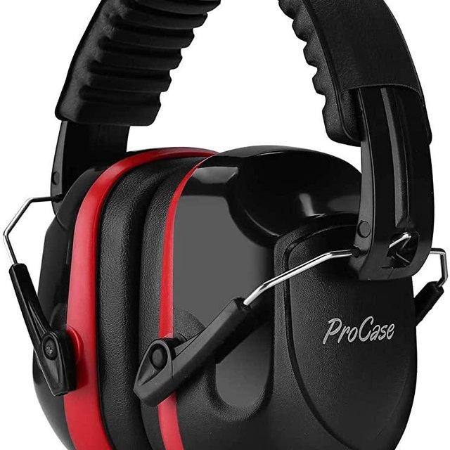 ProCase Noise Reduction Ear Muffs, NRR 28dB Shooters Hearing Protection Headphones Headset, Professional Noise Cancelling Ear Defenders for Construction Work Shooting Range Hunting -Red