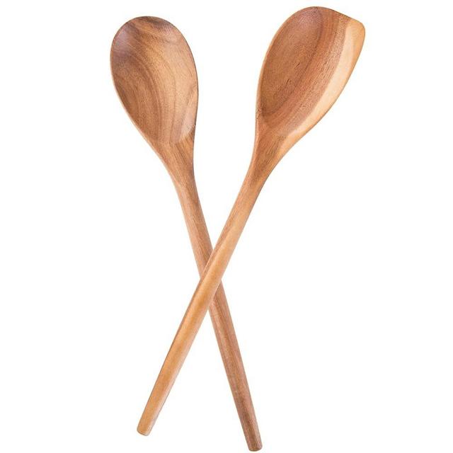 MornHalo 2PCS Acacia Wooden Spoons For Cooking-14 Inch Smooth Finish Corner Spoon And Cooking Spoons-Comfortable Grip Wood Spoons for Cooking - Non-Stick Wooden Cooking Utensils