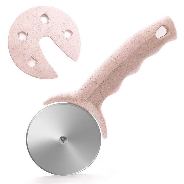 HELEERON Pizza Cutter Wheel, Stainless Steel Pizza Cutter with Cover, Super Sharp Pizza Slicer-Dishwasher Available,Smooth Rotating Pizza Wheel Cutter Safe with Healthy Material(Pink）