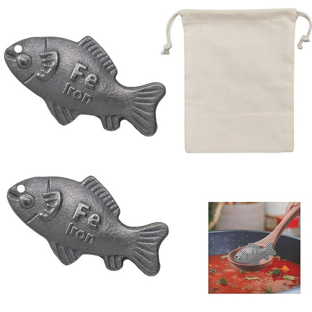 2 Pcs Iron Fish Cooking Tool, Lucky Iron Fish For Iron Deficiency, Natural Iron Supplement To Support Iron Levels For Vegans,Iron Fish For Cooking Great Gift