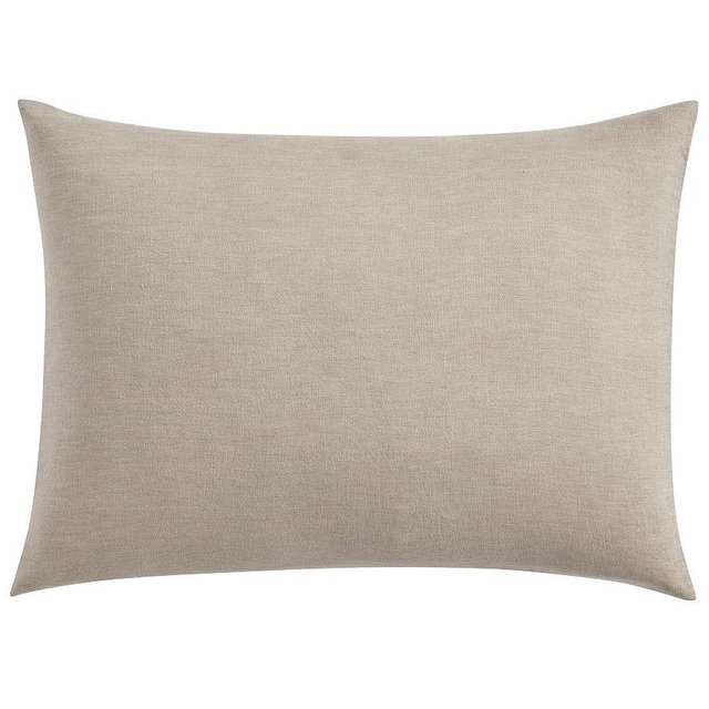 Classic Belgian Flax Linen Knife Edge Sham, Warm Gray, Standard, Set of 2