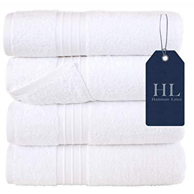 Hammam Linen Ultra Soft Turkish Bath Towels - (27 x 52 inches) - Towel Set - 100% Cotton Towels (White)