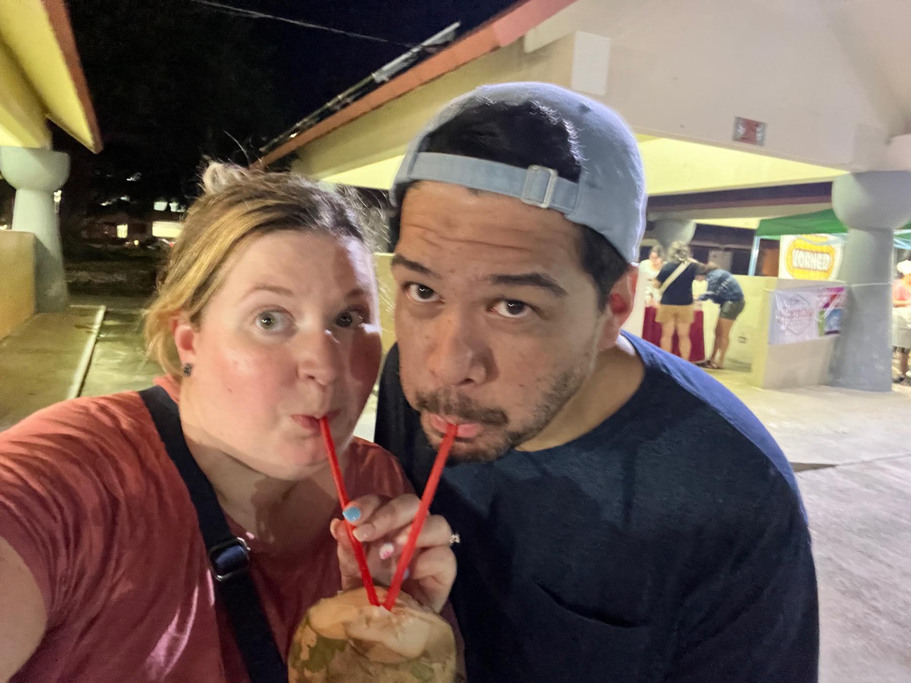 Chamarro night market, get a coconut made just for you (or to share like we did).