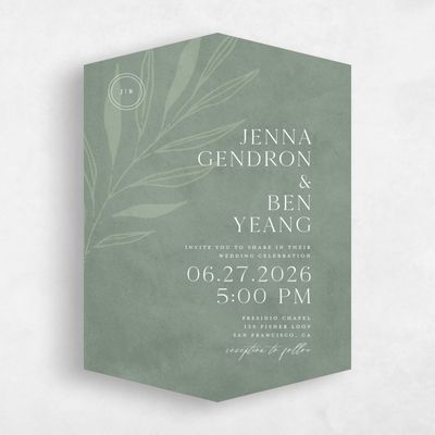 Green Diamond Wedding Invitation - Castille Portrait