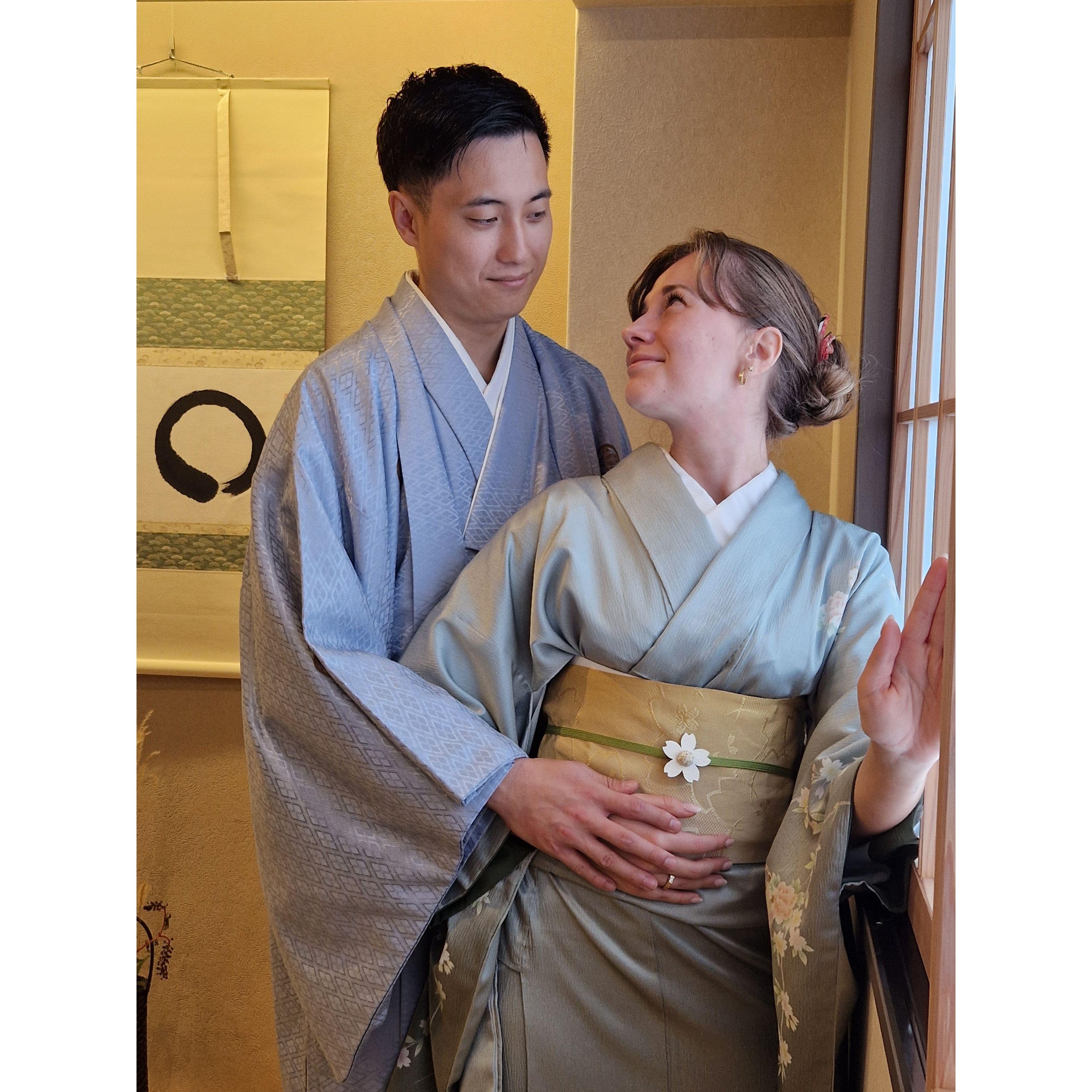 Doing tea ceremony near Mt Fuji in kimono. Afterwards trying to go outside with bare legs in 10 degrees weather. It was a short trip before returning to get our own clothing.