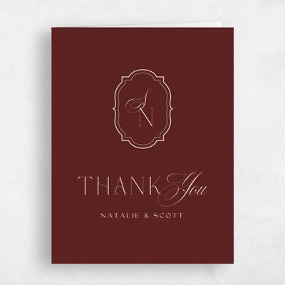 Maroon, Red Wedding Thank You - Korina Portrait