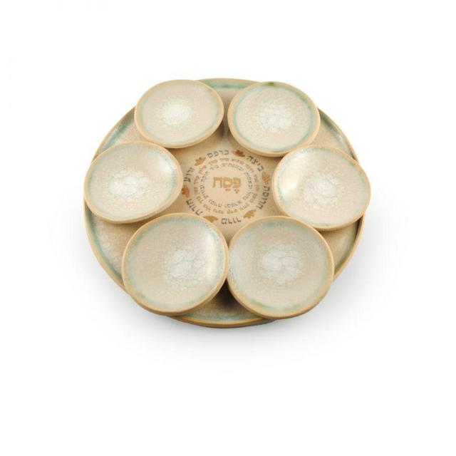 Ceramic Crackle Seder Plate