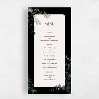 Black Greenery Wedding Menu - Terian
