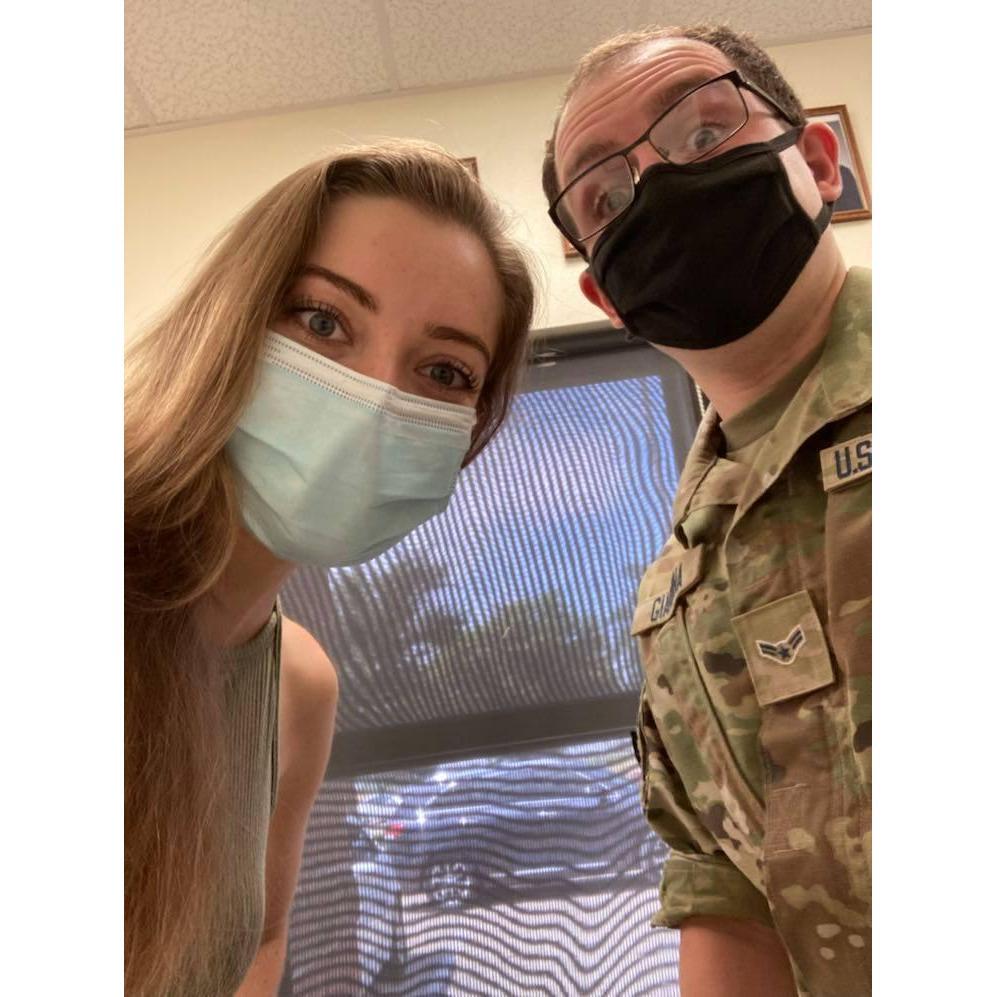 Reunited after 3 months of letters and FaceTimes!  
Guardian of the Galaxy... We mean Space Force Guardian.