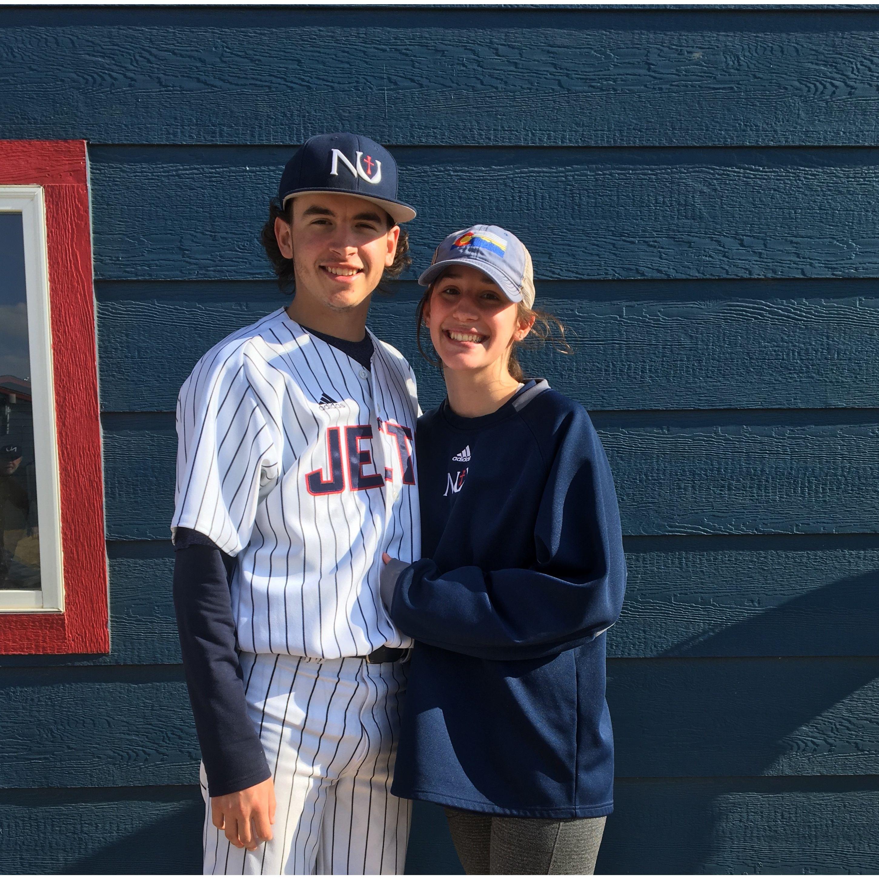 Zack spent years playing baseball, and the last two years of his college career Payton spent lots of time watching (even in the freezing cold).