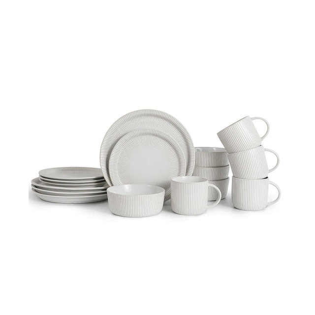 Table 12 Parchment Embossed 16 Piece Dinnerware Set, Service for 4