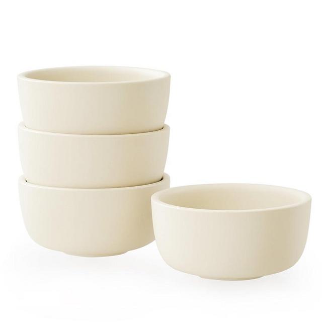 WENSHUO Classic Round Cereal Bowl Set of 4, Ceramic Soup Bowls, Breakfast Bowl - for Oatmeal, Rice, Dessert, Salad, 10 oz, Matte Crème