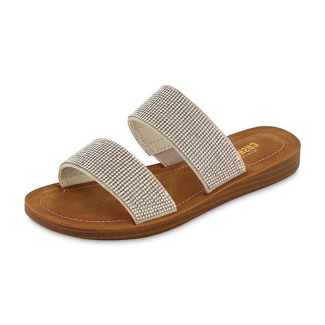 CUSHIONAIRE Women's Alana rhinestone two band slide sandal +Memory Foam
