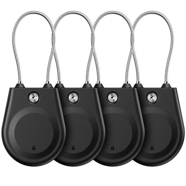 for Apple AirTag Holder, Airtag Lock Case with Wire Cable, IPX8 Waterproof, for Luggage, Key Ring Key Chain Luggage tag Backpack (4 Pack)