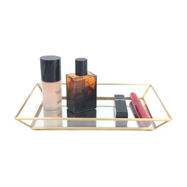 Affogato Mirror Tray Decorative Gold Tray for Jewelry Storage Organizer Makeup Tray for Vanity, Dresser Coffee Table Perfume Bottle Trays Countertop Wedding Home Decor Bathroom - Medium