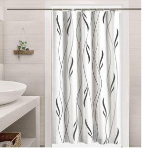 Stall Shower Curtain 36 x 72 Inch, Grey and White Shower Curtains for Bathroom with Hooks, Waterproof Textured Bath Shower Curtain Set for Hotel Home RV - 36 x 72 Inch