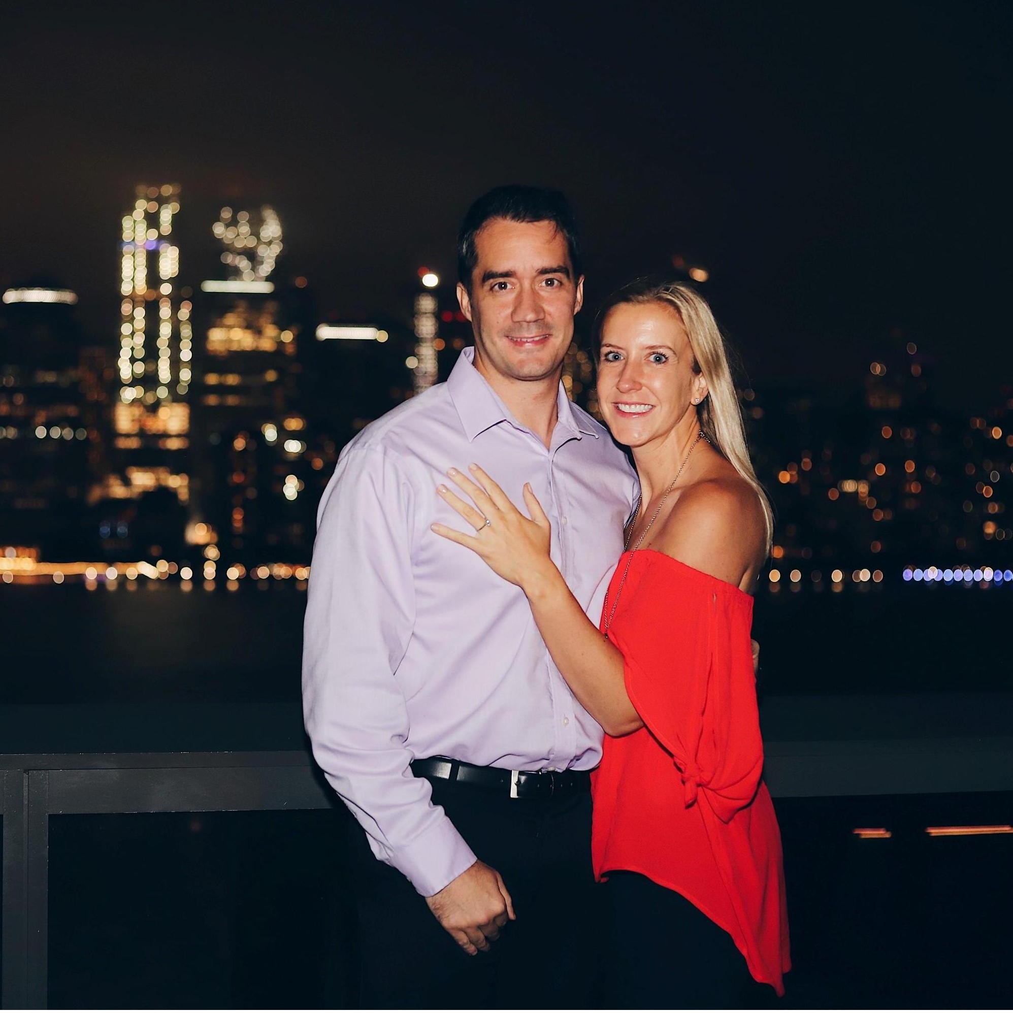 Oct 6, 2018. We got engaged at an outdoor rooftop lounge in Jersey City overlooking the Manhattan skyline.
