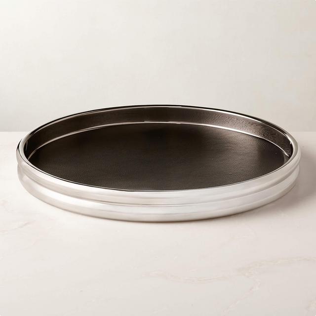 Bracco Stainless Steel and Leather Tray