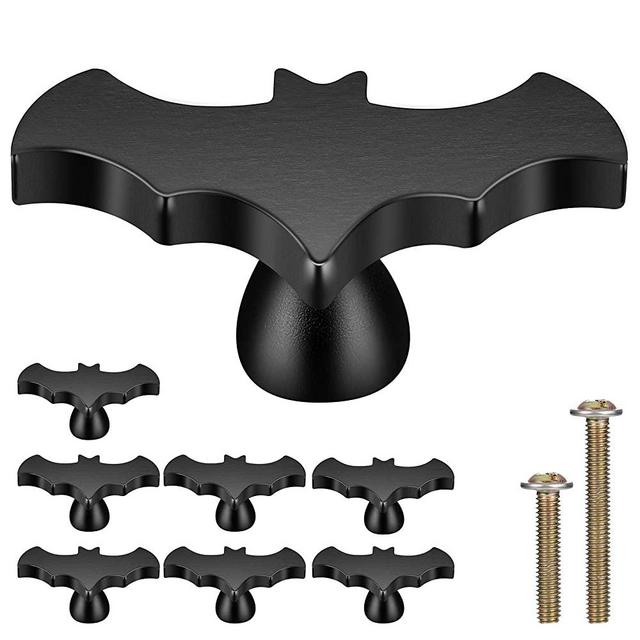 Gothvanity Bat Cabinet Knobs 8 Pack - Gothic Decor Knobs for Kitchen Cabinet, Drawer Pull, Dresser and Cupboard Handle - Wood- 2.6 x 1.3 Inches - Black