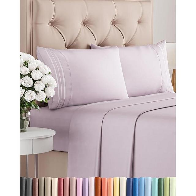 Full Size 4 Piece Sheet Set - Comfy Breathable & Cooling Bed Sheets Set - Hotel Luxury Bedding for Women, Men, Kids & Teens - Deep Pockets, Easy-Fit, Soft & Wrinkle Free - Oeko-Tex - Light Lavender