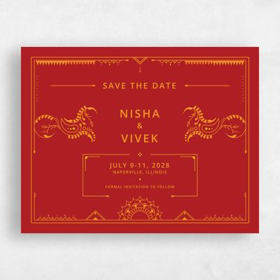 Red Wedding Save the Date - Sona Stamp