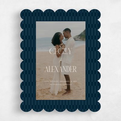 Blue Scalloped Wedding Save the Date - Jody Photo
