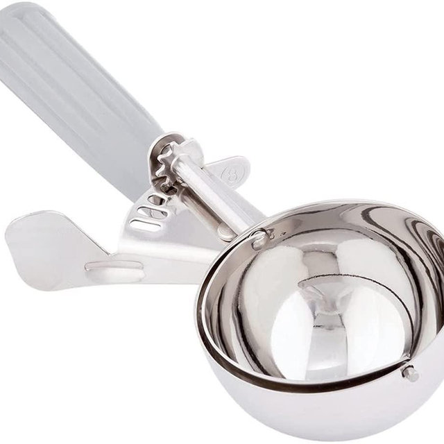 4 Oz Portion Scoop Ice Cream Disher with Trigger Release, Stainless Steel Cookie Scoop for Portion Control, Scoop Cookie Dough, Cupcake Batter; Half Cup Scoop for Baking