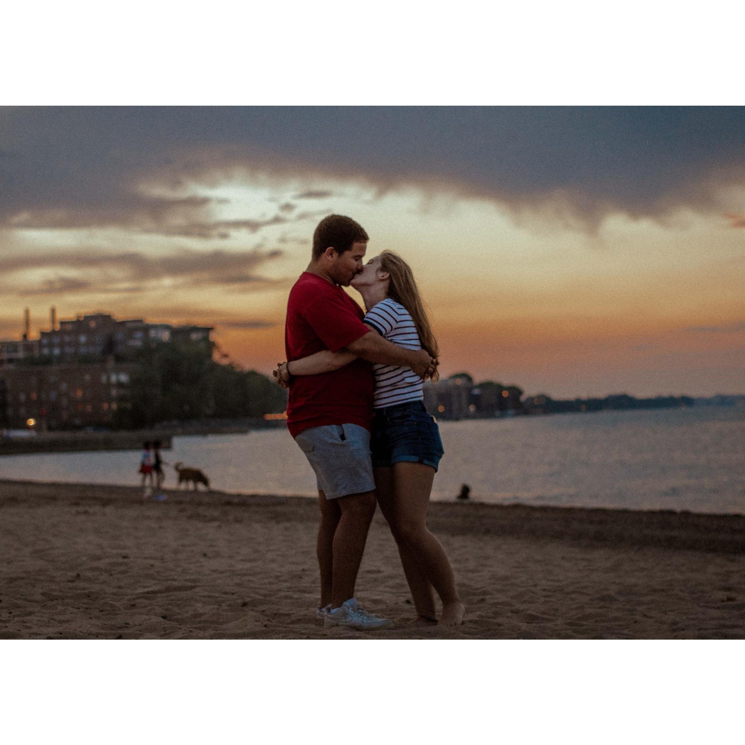 Rachel and Emmanuel by Lake Michigan after moving to Chicago (June 2021). Photo by Tim Hudson
